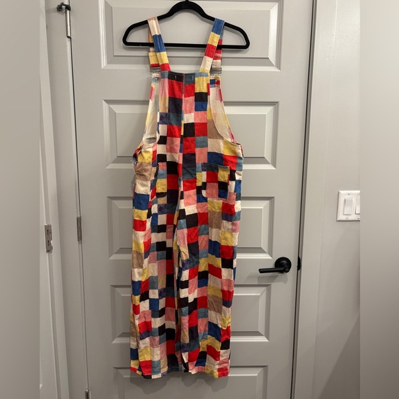 SM Wardrobe Overalls Multicolor Pattern Gingham Check Square Pants Jumpsuit Pink - Picture 4 of 7